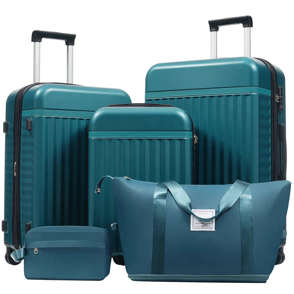 3PCS Front Opening Hardside Expandable Luggage Set Carry on Suitcase USB Port TSA Lock Spinner Wheels & Handle Bag