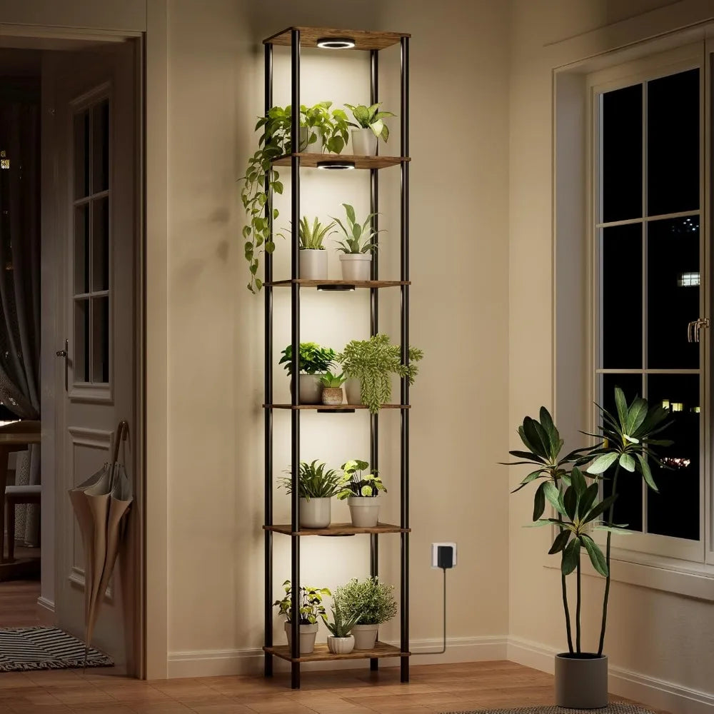 6-Tier Indoor Plant Stand with Full Spectrum Grow Light, 81.3" Tall Metal Shelf for Home Decor