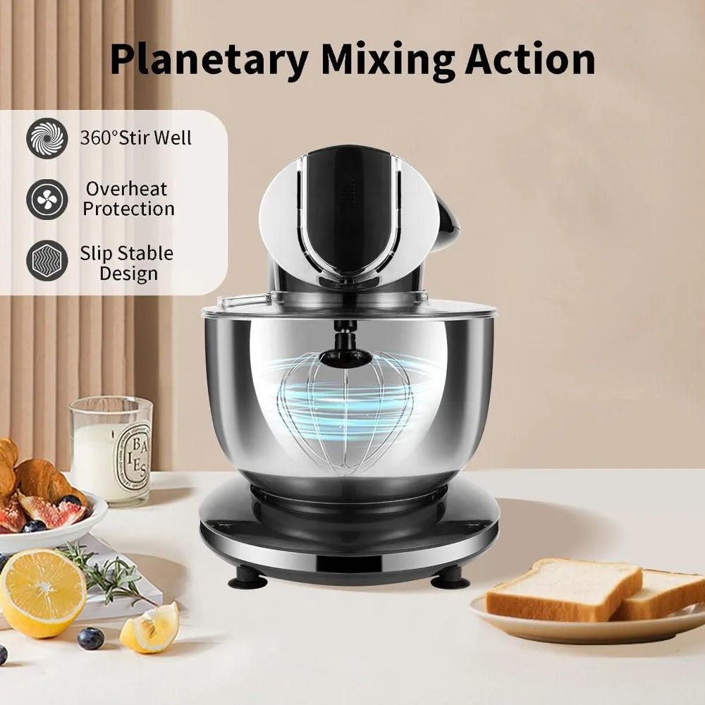Stand Mixer, 8.5QT+ 6QT Two Stainless Steel Bowls Electric Food Mixer, 7 in 1 Multifunctional Kitchen Mixer with Dough Ho