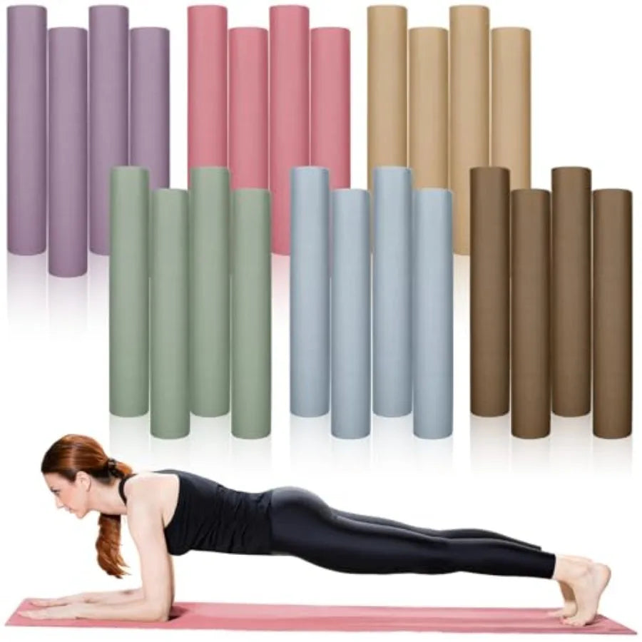 24 Pack 68 x 24 Yoga Mat Bulk 4mm Thick Extra Long Sports Mat Anti Slip Tear Resistant Yoga Exercise Set for Fitness Stretching