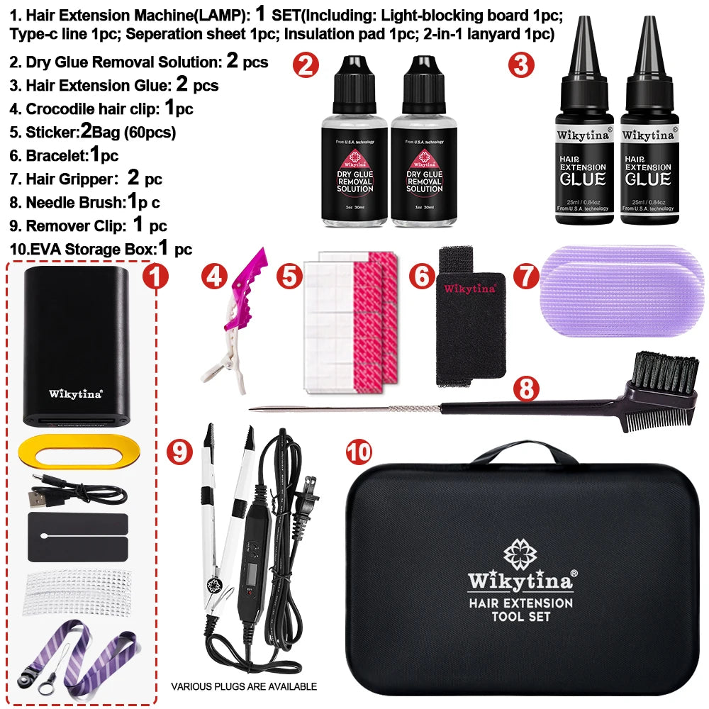 UV Light Hair Extension Kit 2026 with V Light Tools Glue and Curing Lighter for Professional Hair Extensions at Home or Salon