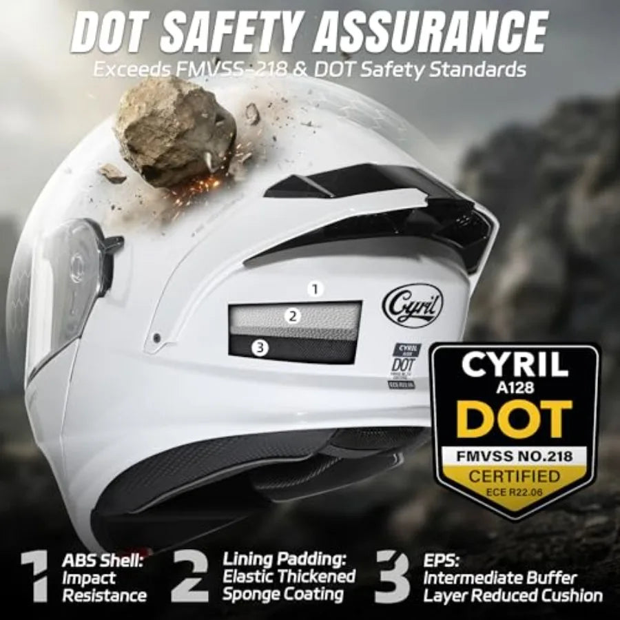 Modular Motorcycle Helmet DOT Approved Flip up Full Face Helmets with Dual Visor Sun Shield for Adults Men and Women