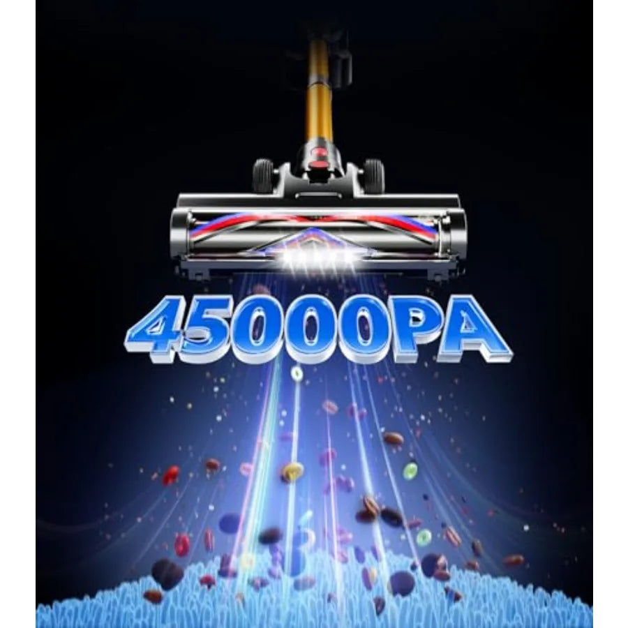 Cordless Vacuum Cleaner 550W 45KPA 65Mins for Home Stick Vacuum with Self-Standing Touch Screen Anti-Tangle Brush 8-in-1 Lightw