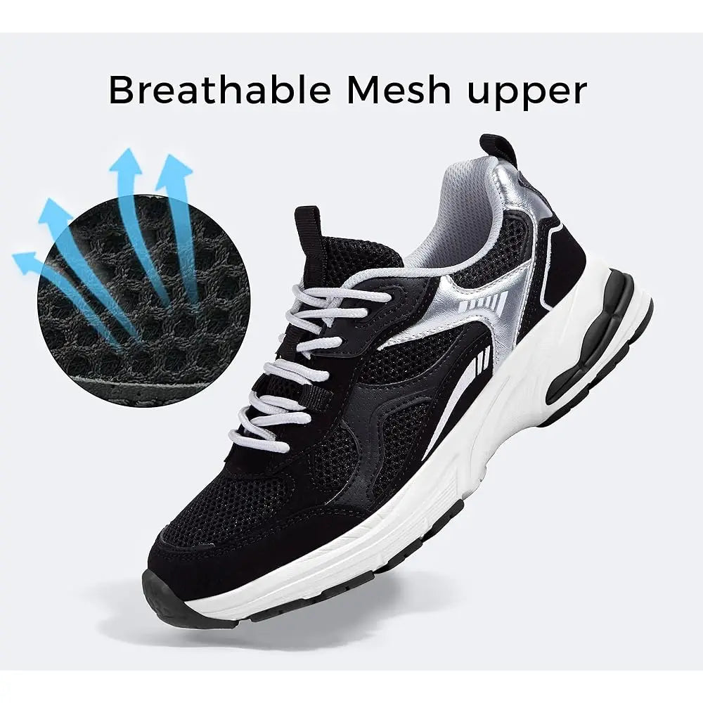 Women's Platform Chunky Fashion Sneakers Mesh Casual Running Tennis Workout Sport Work Trendy Athletic Walking Shoes