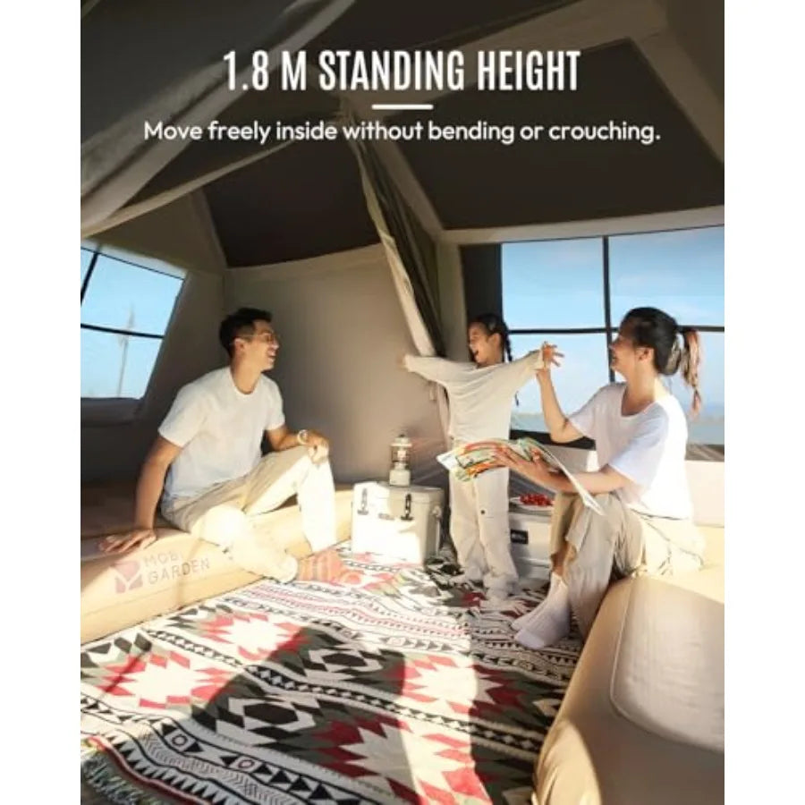 8 Person Instant Tent, Large Aluminum Alloy Cabin Tent, Double Layer Full Rainfly Waterproof 4 Season Shelter, Huge Interior wit
