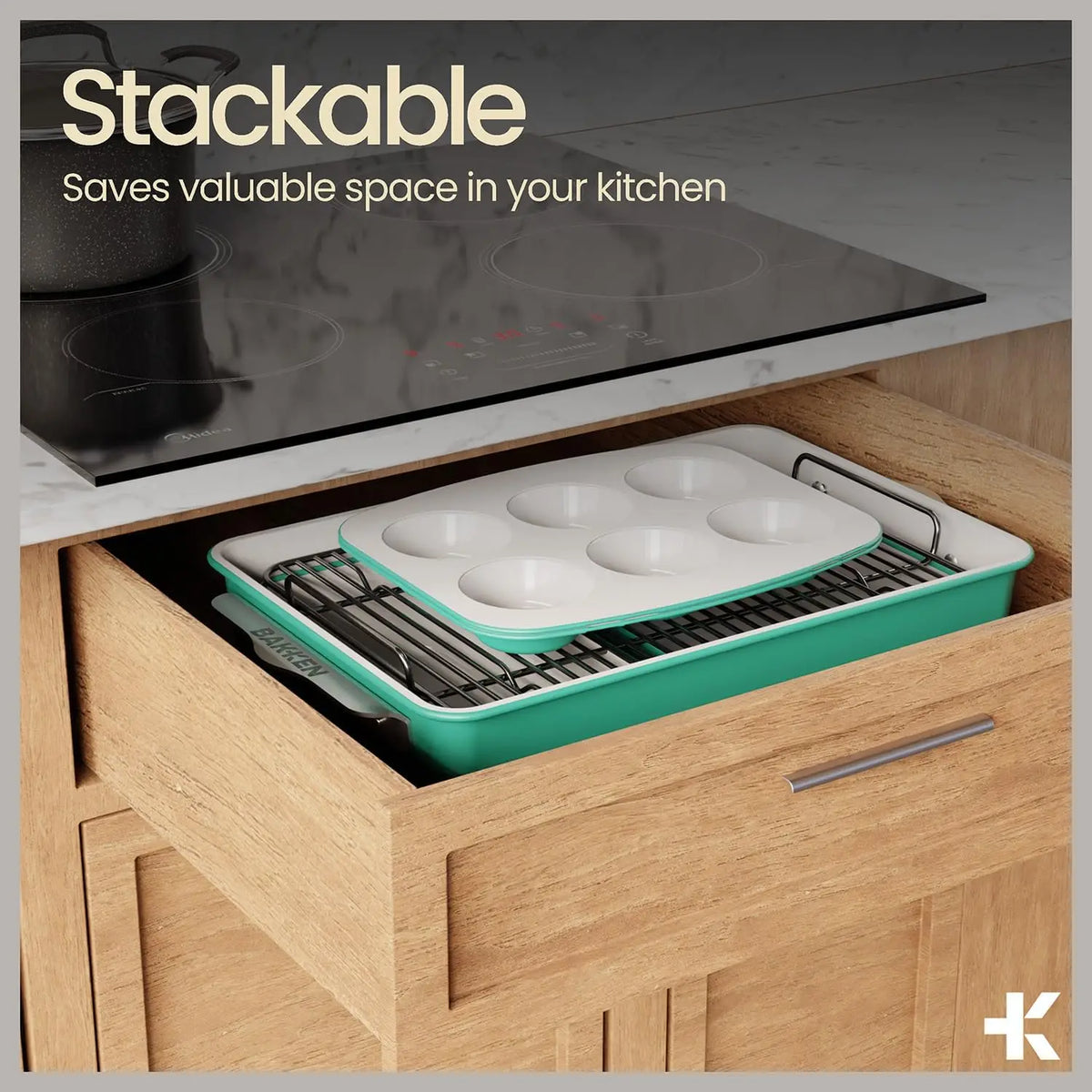 8-Piece  Set - Ceramic Non-Stick Coating, Baking Sheets, Assorted Baking Pans,