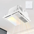 4 in 1 Bathroom Exhaust Fan with Heater and Light 110 CFM 1.5 Sones 35W White Bath Fan with 3-Color Adjustable LED Lights Remot