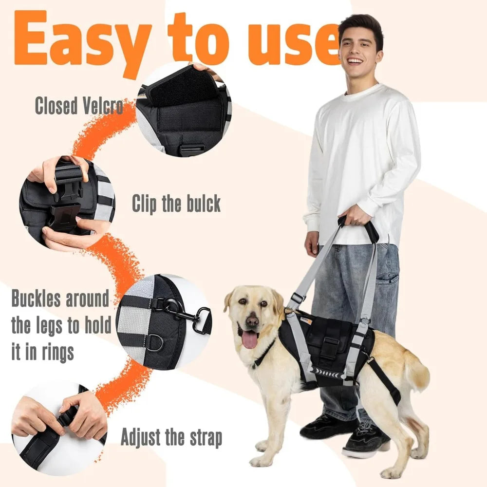 Full Body Support Dog Sling Harness for Large Dogs, Stair Climbing Aid, Back Legs and Joint Injury Assistance