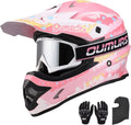 Adult ATV Dirt Bike Helmet with Goggles Gloves Mask Adjustable Sun Visor Motorcycle Adults Helmet Off-Road Motocross Downhill Mo