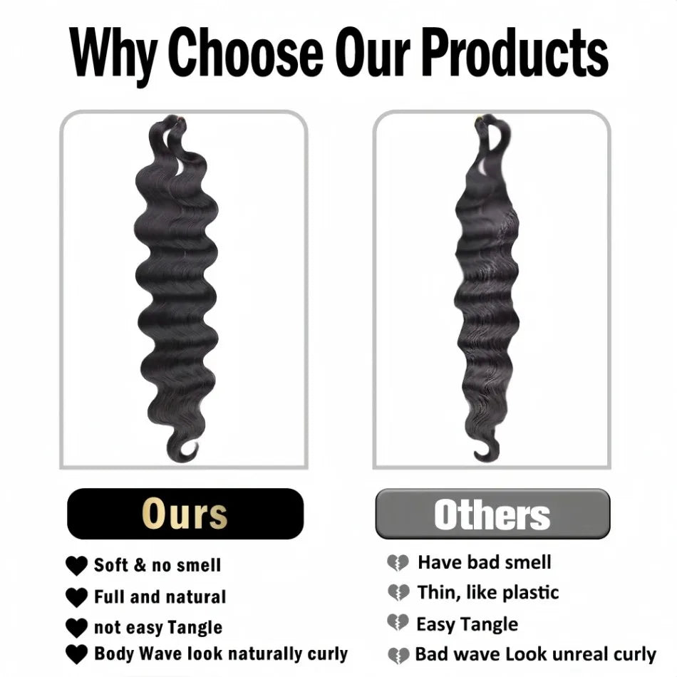 Body Wave Crochet Human Hair Bundles 5 Packs Brazilian Weave Pre-Separated Virgin Feather Hair Extensions Crochet Hair For Women