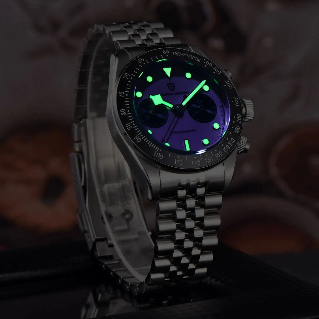 PAGANI DESIGN Chronograph Sport Men's Watches BB Panda Quartz Watch Men Stainless steel bracelet 100M Waterproof Wristwatch Men