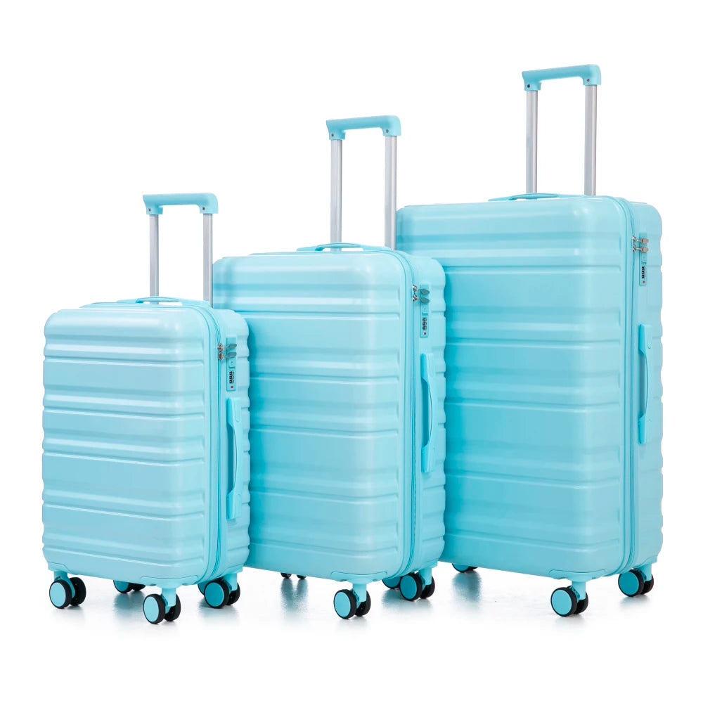 20/24/28 Inch 3PCS ABS Luggage Set Spinner Wheels Carry-On Suitcase Matching Color Combination Lock Lightweight Travel Luggage