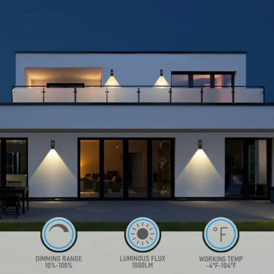 5CCT Dimmable LED Modern Outdoor Wall Light 100-277V CRI 90+ ETL Listed IP65 Dark Sky Down Light Wall Sconce 14 Inch 1000LM 10%