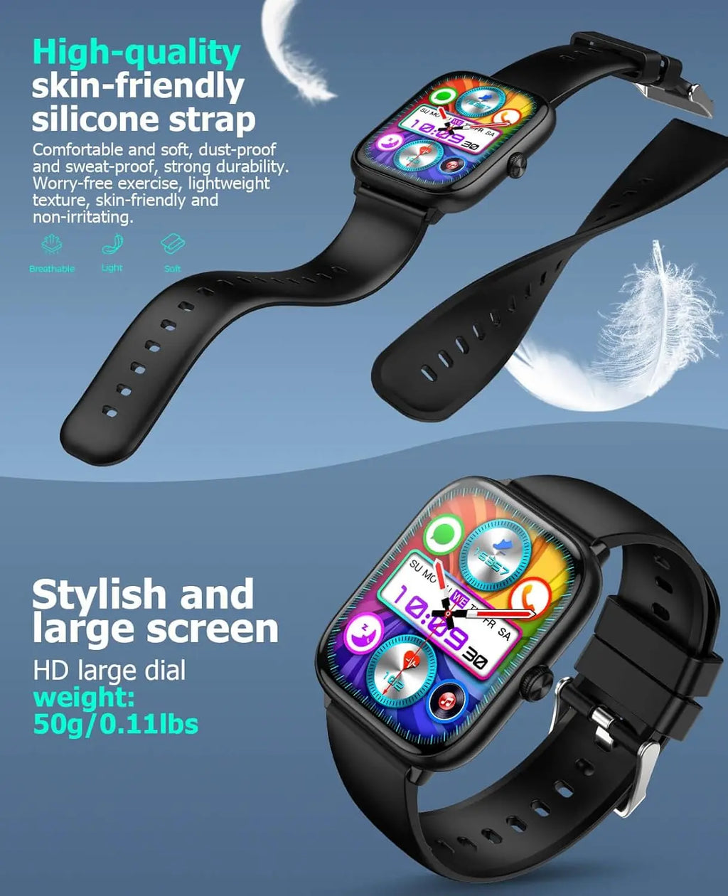 Smart Watch for Men Women, Bluetooth Call, 2.06" HD AMOLED Fitness Tracker, 118 Sports Modes, Health Monitor, IP68 Waterproof