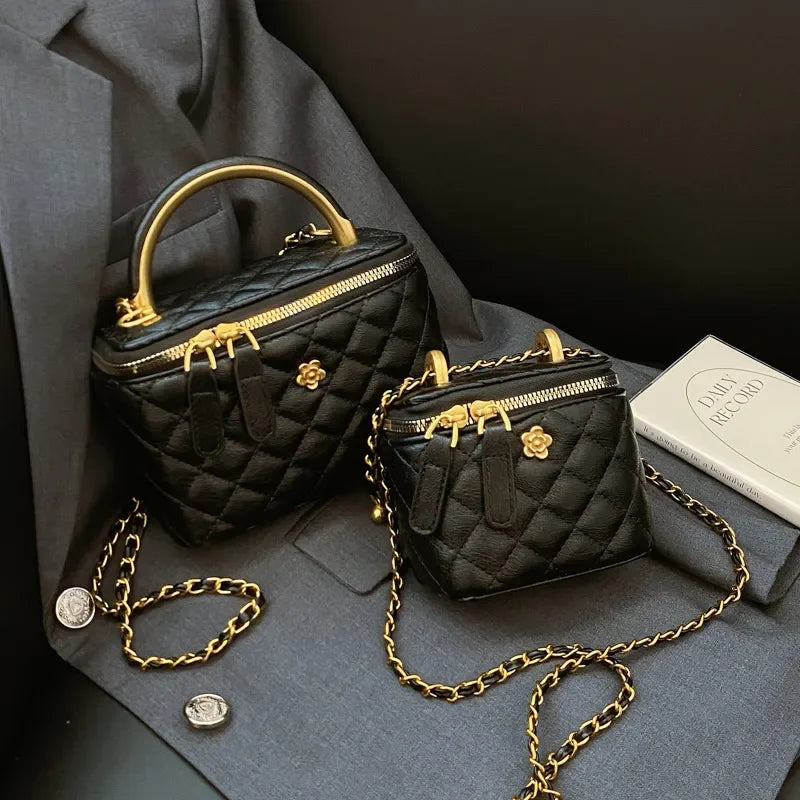 Designer Mini Shoulder Purse Lingerie Embroidery Line Small Square Female 2025 New Fashion Chain Crossbody Luxury Handbag Cosmet
