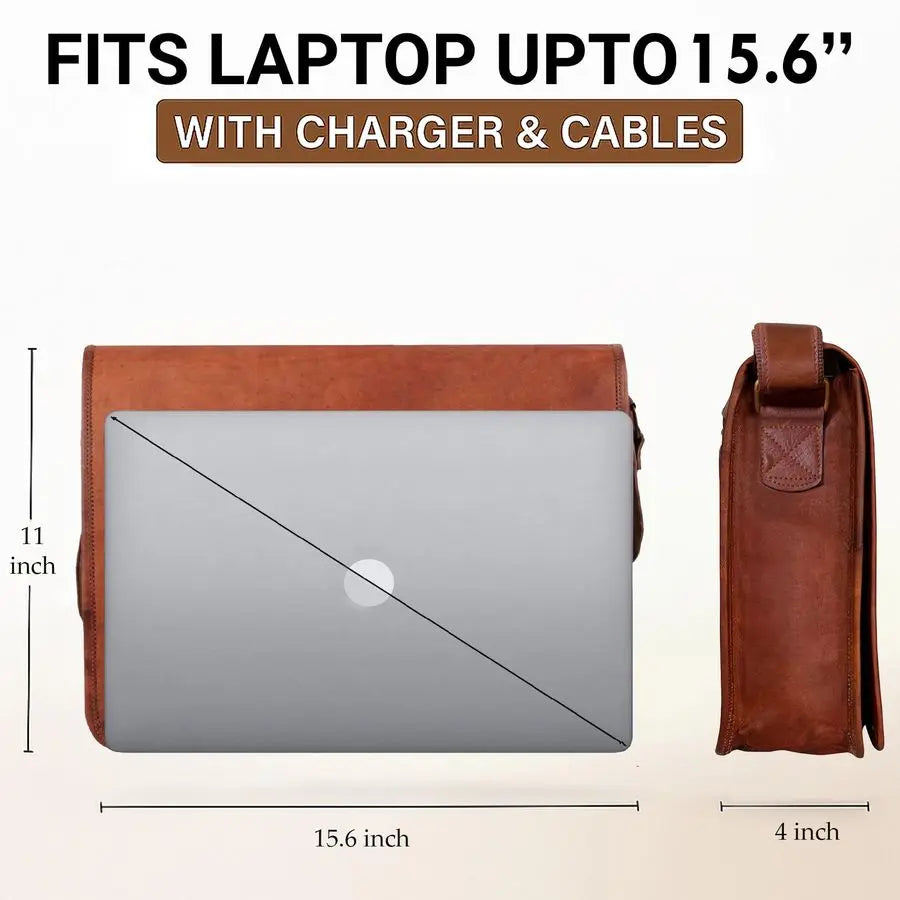 inch Vintage Crossbody Full Grain Leather Laptop Messenger Bag
