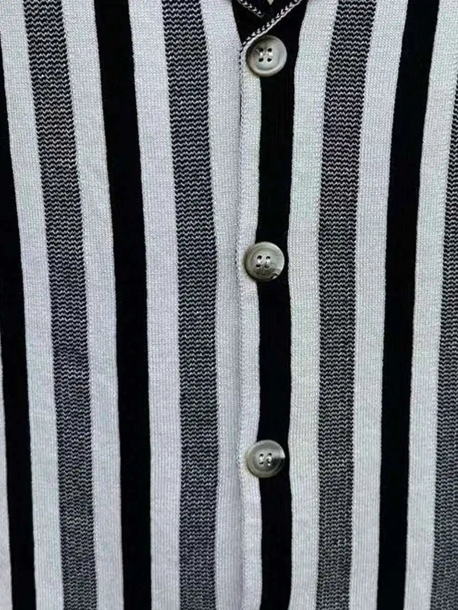 Men's Sleeveless Striped Knit Vest Top - Casual Summer Wear