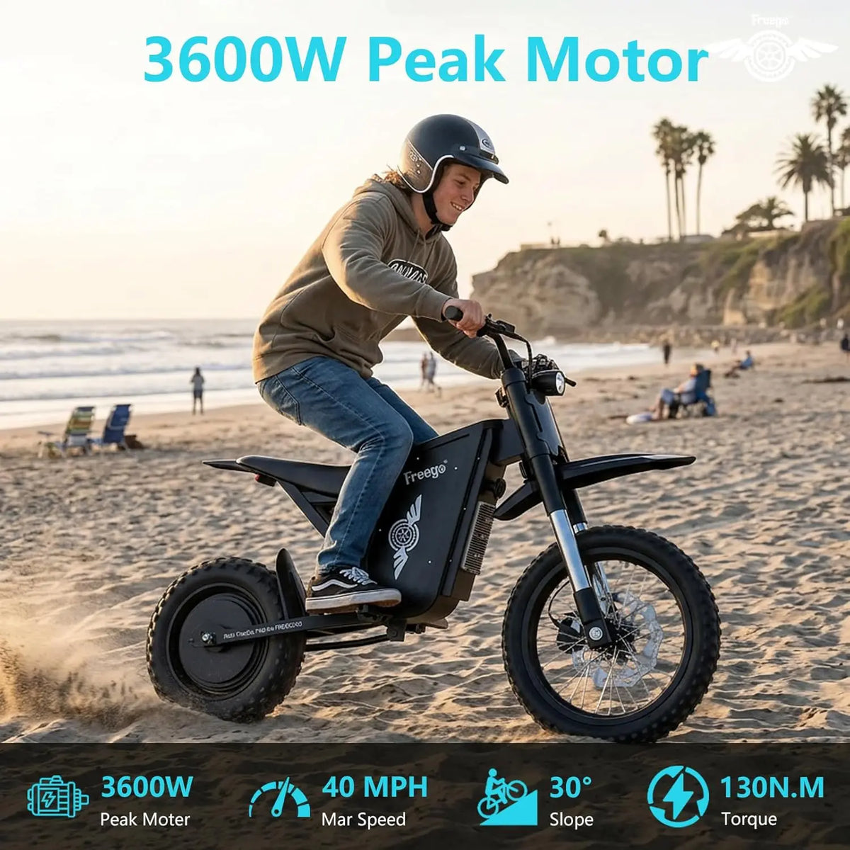 Freego X0 Electric Dirt Bike for Adults 3600W Motor 60V Battery Electric Mountain Bike 40MPH Dual Hydraulic Disc Brakes E-bike